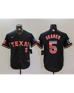 Men's Texas Rangers #5 Corey Seager Black Mexico Cool Base Stitched Baseball Jersey