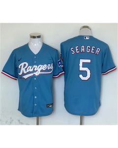Men's Texas Rangers #5 Corey Seager Blue With Patch Cool Base Stitched MLB Jersey