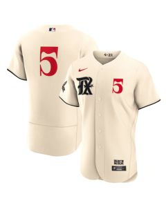 Men's Texas Rangers #5 Corey Seager Cream 2023 City Connect Flex Base Stitched Baseball Jersey