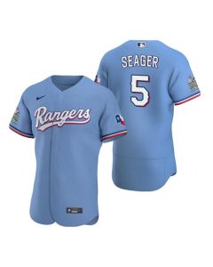 Men's Texas Rangers #5 Corey Seager Light Blue Flex Base Stitched Jersey