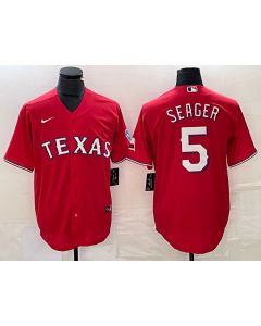 Men's Texas Rangers #5 Corey Seager Red Cool Base Stitched Baseball Jersey (Red)