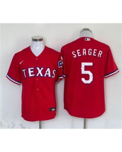 Men's Texas Rangers #5 Corey Seager Red With Patch Cool Base Stitched MLB Jersey