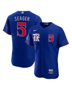 Men's Texas Rangers #5 Corey Seager Royal 2023 City Connect Flex Base Stitched Baseball Jersey