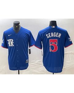 Men's Texas Rangers #5 Corey Seager Royal City Connect Stitched Baseball Jersey