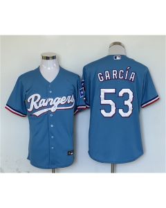Men's Texas Rangers #53 Adolis Garcia Blue With Patch Cool Base Stitched MLB Jersey