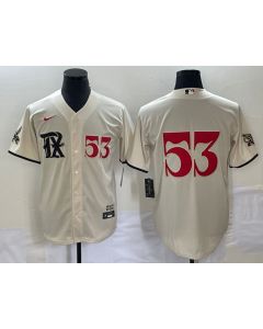 Men's Texas Rangers #53 Adolis Garcia Cream 2023 City Connect Cool Base With Patch Stitched Baseball Jersey