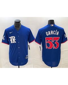 Men's Texas Rangers #53 Adolis Garcia Royal City Connect Stitched Baseball Jersey
