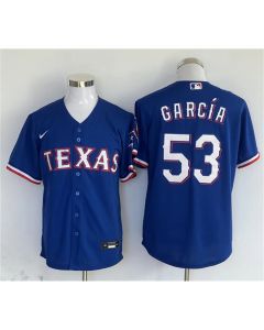 Men's Texas Rangers #53 Adolis Garcia Royal With Patch Cool Base Stitched MLB Jersey