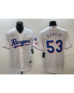 Men's Texas Rangers #53 Adolis Garcia White Cool Base Stitched Baseball Jersey (White)