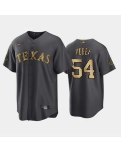 Men's Texas Rangers #54 Martin Perez 2022 All-Star Charcoal Cool Base Stitched Baseball Jersey