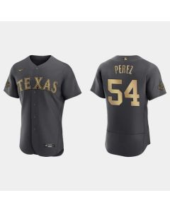 Men's Texas Rangers #54 Martin Perez 2022 All-Star Charcoal Flex Base Stitched Baseball Jersey