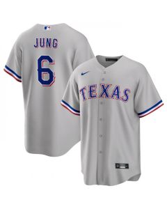 Men's Texas Rangers #6 Josh Jung Grey Cool Base Stitched Baseball Jersey