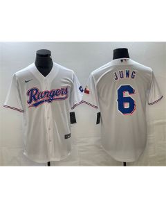 Men's Texas Rangers #6 Josh Jung White With Patch Cool Base Stitched Baseball Jersey