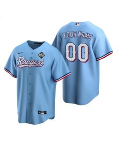 Men's Texas Rangers ACTIVE Player Custom Blue 2023 World Series Stitched Baseball Jersey