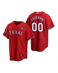 Men's Texas Rangers ACTIVE Player Custom Red 2023 World Series Patch And Champions Patch Cool Base Stitched Baseball Jersey