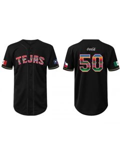 Men's Texas Rangers Black Mexican Heritage Night Stitched Baseball Jersey