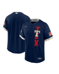 Men's Texas Rangers Blank 2021 Navy All-Star Cool Base Stitched MLB Jersey