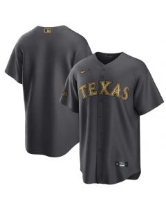 Men's Texas Rangers Blank 2022 All-Star Charcoal Cool Base Stitched Baseball Jersey