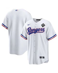 Men's Texas Rangers Blank White 2023 World Series Stitched Baseball Jersey