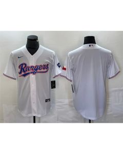 Men's Texas Rangers Blank White With Patch Cool Base Stitched Baseball Jersey