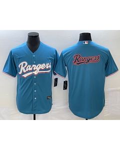Men's Texas Rangers Blue Team Big Logo Cool Base Stitched Baseball Jersey