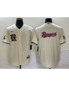 Men's Texas Rangers Cream Team Big Logo 2023 City Connect Cool Base Stitched Baseball Jersey