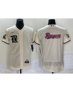 Men's Texas Rangers Cream Team Big Logo 2023 City Connect Flex Base Stitched Baseball Jersey