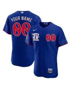 Men's Texas Rangers Customized Royal 2023 City Connect Flex Base Stitched Baseball Jersey