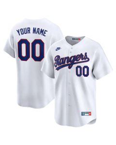 Men's Texas Rangers White Cooperstown Collection Limited Custom Jersey