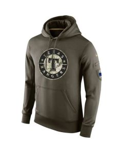Men's Texas Rangers Olive Salute To Service KO Performance Hoodie