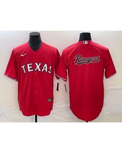 Men's Texas Rangers Red Team Big Logo Cool Base Stitched Baseball Jersey
