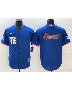 Men's Texas Rangers Royal Team Big Logo 2023 City Connect Stitched Baseball Jersey
