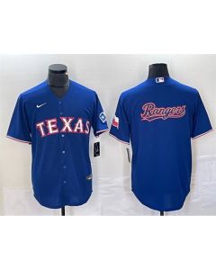 Men's Texas Rangers Royal Team Big Logo With Patch Cool Base Stitched Baseball Jersey