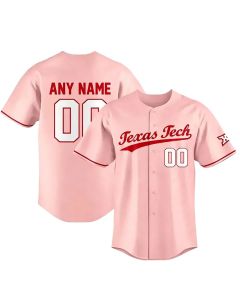 Men's Texas Tech Red Pink Stitched Custom Jersey
