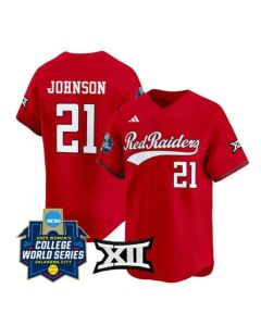 Men's Texas Tech Red Raiders #21 Alana Johnson Red 2025 World Series Jersey (Red)