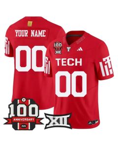 Men's Texas Tech Red Raiders Custom Red Premier 100 Year Anniversary Football Jersey (Red)