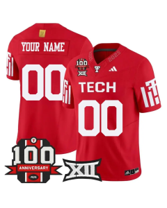 Men's Texas Tech Red Raiders Custom Red Premier 100 Year Anniversary Football Jersey