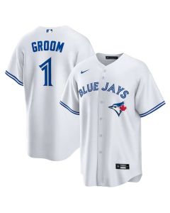 Men's Toronto Blue Jays #1 Groom White Home Replica Jersey (Blue White)