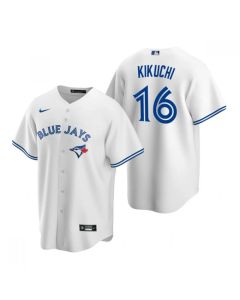 Men's Toronto Blue Jays #16 Yusei Kikuchi White Cool Base Stitched Jersey