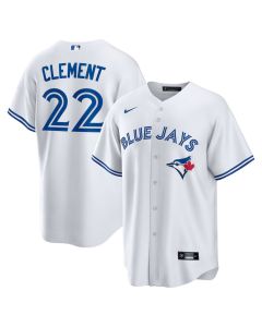 Men's Toronto Blue Jays #22 Ernie Clement White Home Replica Jersey (Blue White)