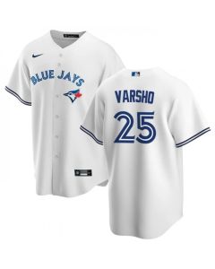 Men's Toronto Blue Jays #25 Daulton Varsho White Cool Base Stitched Jersey