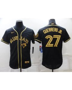 Men's Toronto Blue Jays #27 Vladimir Guerrero Jr. Black Gold Flex Base Stitched Jersey