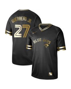 Men's Toronto Blue Jays #27 Vladimir Guerrero Jr. Black Gold Stitched MLB Jersey