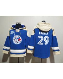 Men's Toronto Blue Jays #29 Joe Carter Royal Ageless Must-Have Lace-Up Pullover Hoodie