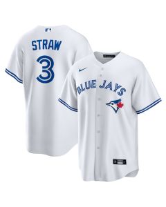 Men's Toronto Blue Jays #3 Myles Straw White Home Replica Jersey