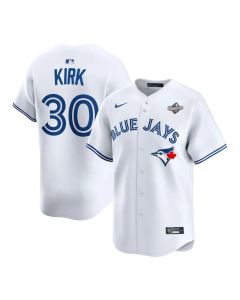 Men's Toronto Blue Jays #30 Alejandro Kirk White 2025 World Series Home Replica Player Jersey