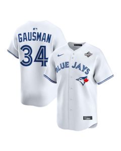 Men's Toronto Blue Jays #34 Kevin Gausman White 2025 World Series Home Replica Player Jersey