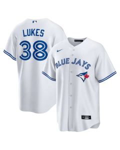 Men's Toronto Blue Jays #38 Nathan Lukes White Home Replica Jersey