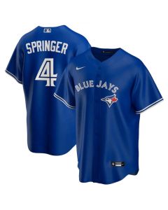 Men's Toronto Blue Jays #4 George Springer Blue Cool Base Stitched Jersey