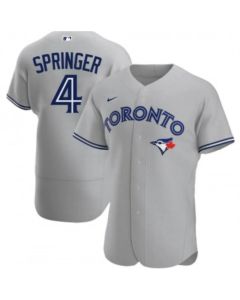 Men's Toronto Blue Jays #4 George Springer Grey Flex Base Stitched Jersey